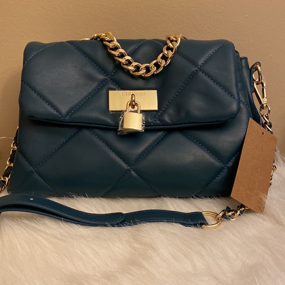 NWT Steve Madden (btulsa) Quilted Shoulder/ Crossbody Bag - Peacock Green